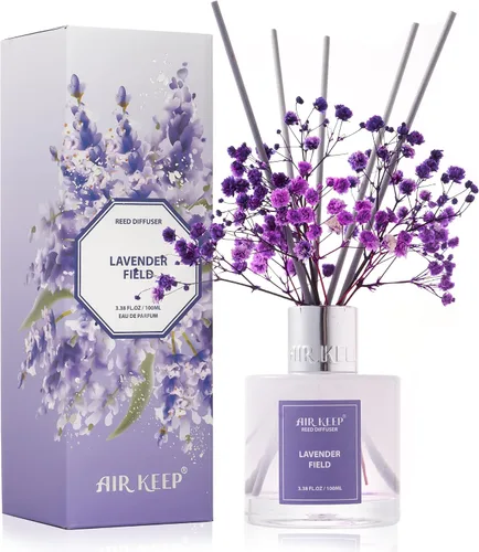 Vista 23 de Airkeep Juego de difusor de varillas – 3.38 onzas líquidas (3.4 fl oz), difusor de aroma de bambú para el hogar, incluye 8 varillas difusoras