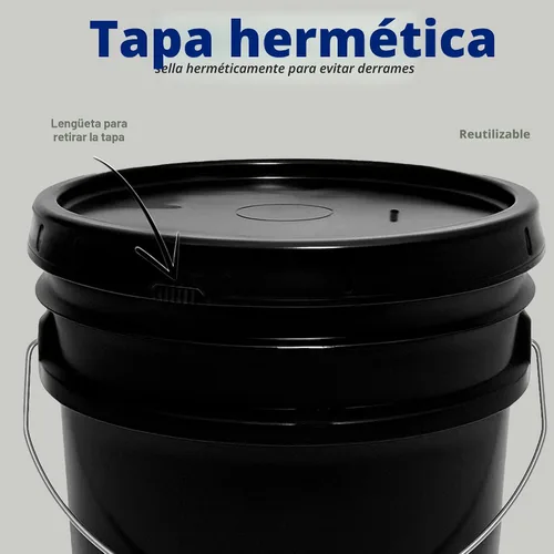 Vista 5 de MKS Plastics Cubo de 3.5 galones con tapa hermética, fabricado en Estados Unidos, plástico libre de BPA de grado alimenticio, resistente multiuso