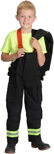 Vista 4 de Aeromax Traje de bombero/Bunker personalizado Jr., NEGRO o TAN