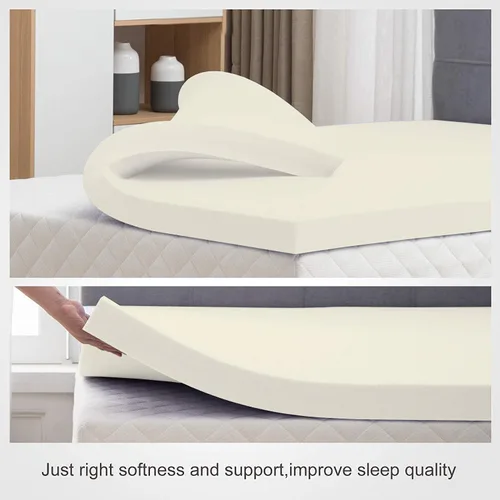 Vista 3 de Nutan Cubrecolchón de espuma transpirable de 2 pulgadas para soporte ortopédico, almohadillas de cama de apoyo premium con suavidad lujosa, cómodas