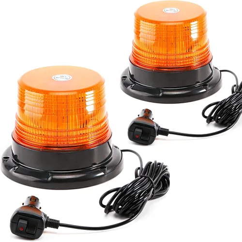 Vista 11 de Luces de baliza estroboscópicas ámbar con base magnética, barra de luz mini de emergencia de flash de seguridad de 12-24V para camiones, vehículos