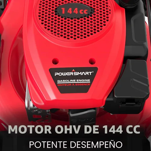 Vista 6 de PowerSmart Cortacésped a gas, cortacésped de empuje de 21 pulgadas con motor OHV de 140 cc, cubierta de acero, bolsa 3 en 1/mantillo/descarga