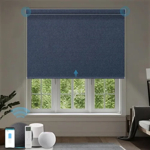 Vista 34 de Persiana Motorizada, Compatible con Homekit Thread-Enabled, Persianas Inteligentes 100% Opacas con Control Remoto, Persiana Enrollable Eléctrica