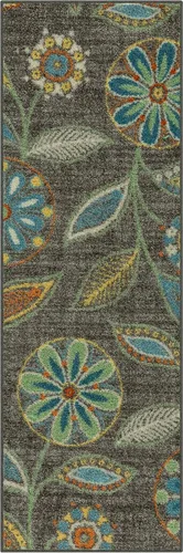 Vista 37 de Maples Rugs Reggie - Alfombra bohemia con estampado floral, 1 pies 8 Gris oscuro