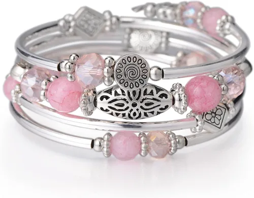 Vista 15 de FULU AUTUMN Pulseras apilables con cuentas para mujer, pulsera bohemia de plata envolvente, joyería de moda en capas, regalos para ella 17-negro