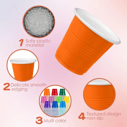 Vista 3 de Eaasty Paquete de 500 vasos de plástico de 3 onzas a granel desechables para baño, vasos de plástico coloridos, vasos de plástico para fiestas