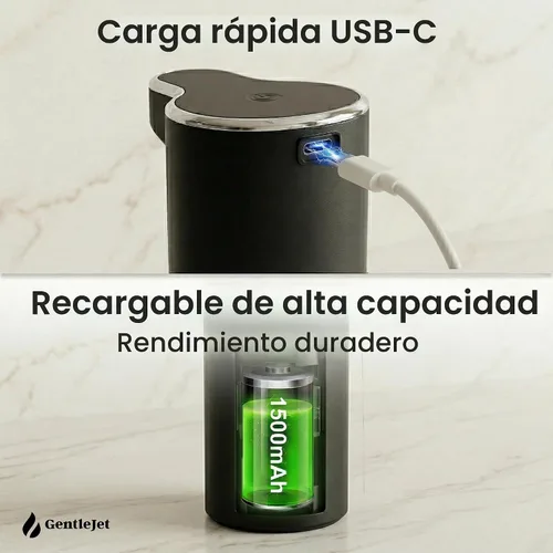 Vista 7 de GentleJet JetFoam - Dispensador automático de jabón de espuma, sensor sin contacto, recargable USB-C, salida ajustable, IPX5 impermeable, 10.1 fl