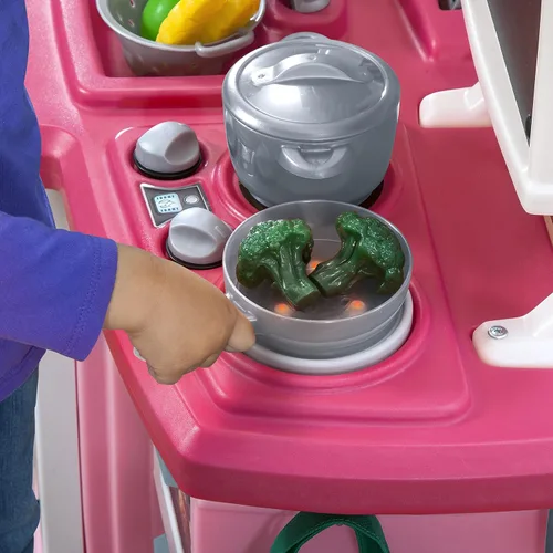 Vista 5 de Step2 Great Gourmet - Juego de cocina para niños, cocina para interiores y exteriores, juego interactivo con luces y sonidos, hecho de plástico