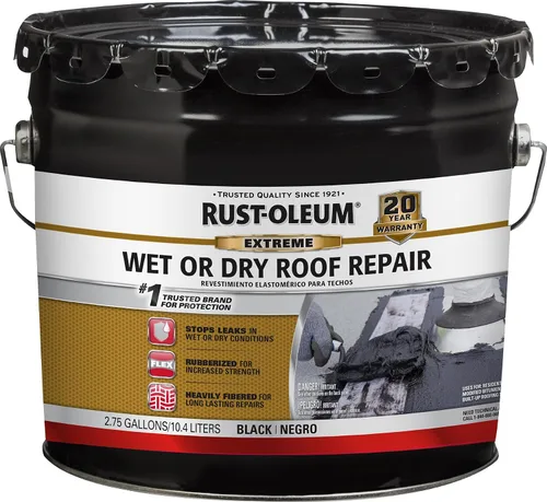Vista 6 de Rust-Oleum Cemento reparador de techos a base de asfalto húmedo o seco, galón, negro, paquete de 2