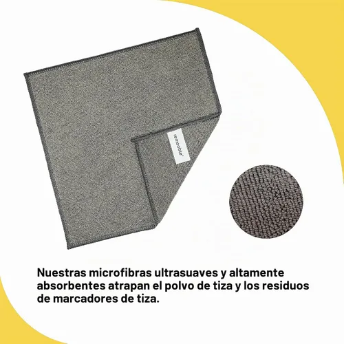 Vista 4 de Remooble Limpiador de pizarra no tóxico y paño de limpieza de microfibra, 8 onzas.