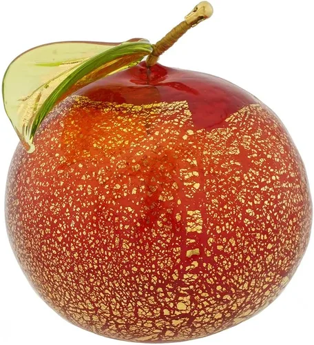 Vista 2 de Glass Of Venice Cristal de Murano, fruta naranja italiana, 2-1/2 pulgadas de alto. Figura coleccionable de cítricos rojos y dorados para cocina