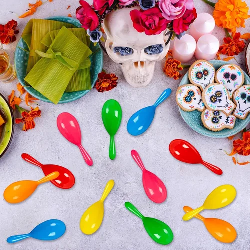 Vista 2 de 12 mini maracas para niños, maraca de plástico, regalos de fiesta para niños, fiesta del Cinco de Mayo, temática mexicana, suministros de fiesta