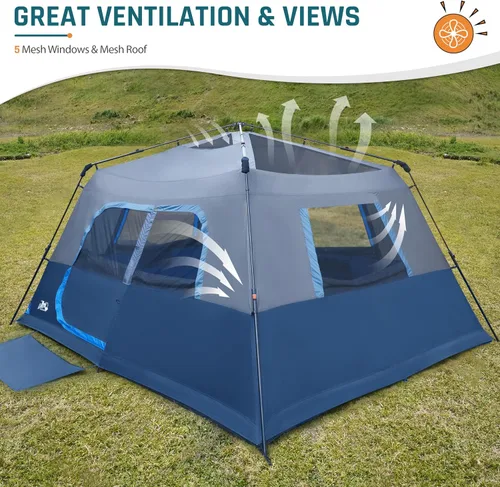Vista 4 de Tienda de campaña instantánea para 8 personas, fácil instalación de 60 segundos para camping, tienda de campaña emergente, grandes tiendas
