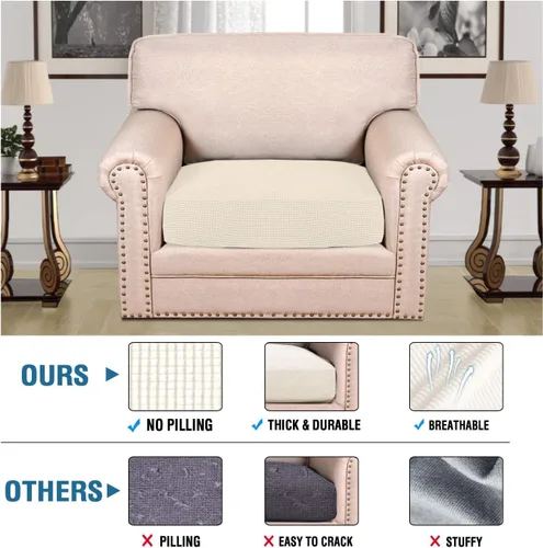 Vista 290 de H.VERSAILTEX Fundas de Cojín de Asiento Individuales Super Elásticas Fundas de Sofá Fundas de Cojín de Sofá Fundas Deslizables Juegos Tela de Sarga