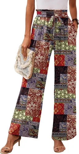 Vista 10 de Heymoments Wide Leg Pant for Women High Waist Trouser A01-negro