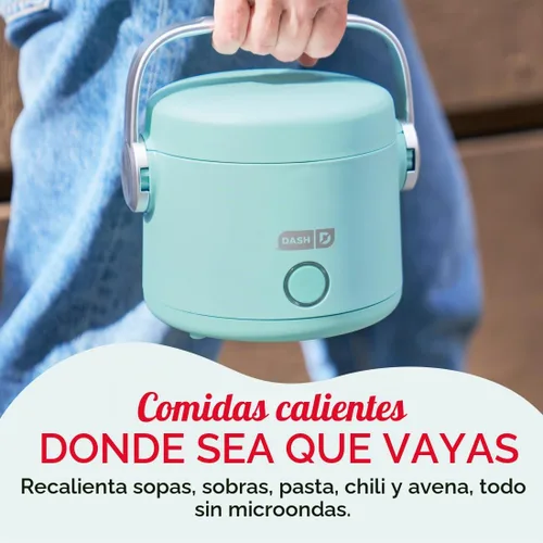 Vista 4 de DASH Hot2Go™ Calentador de alimentos personal (20 onzas) - Aqua Heated Lunch Box for Adults, Portable Food Warmer with Stainless Steel Insert