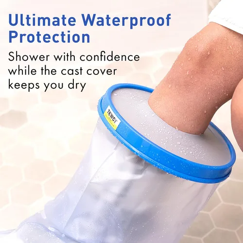 Vista 2 de TKWC INC Funda impermeable para piernas para ducha - Protector de pies hermético (Extra Ancho XL)
