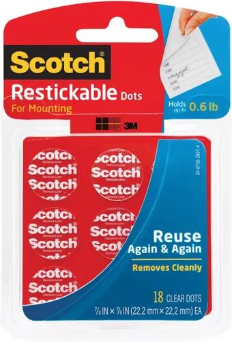 Vista 18 de Scotch – Mini pegatinas reutilizables pestañas, 0.5 inch cuadrados, 72 (R103 – ), Transparente