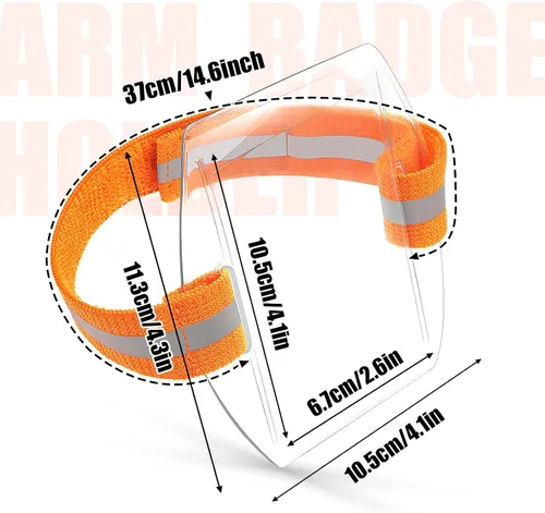 Vista 4 de Chinco Soporte para tarjeta de identificación para brazalete, placa de identificación de PVC transparente de alta visibilidad con correa elástica