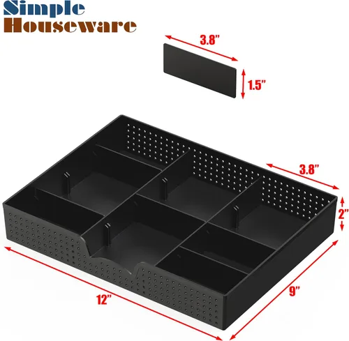 Vista 7 de Simple Houseware - Bandeja organizadora con 9 compartimentos ajustables, color negro