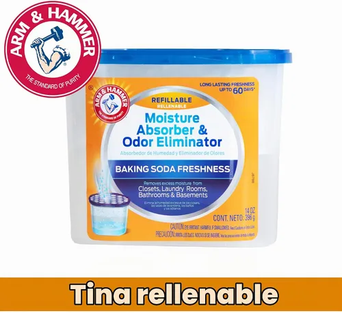 Vista 2 de Arm & Hammer Absortor de humedad recargable sin fragancia y eliminador de olores, bañera de 14 onzas