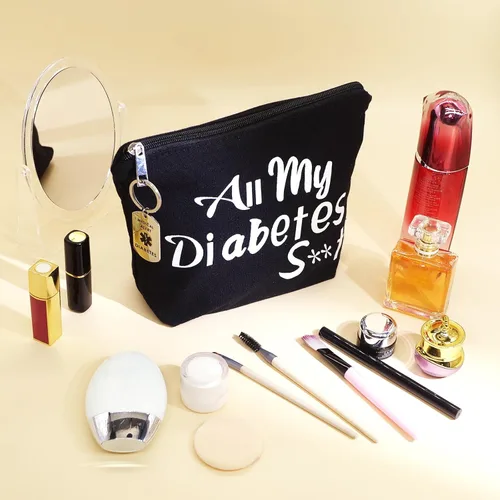 Vista 6 de Regalos para diabéticos All My Diabetes Divertida bolsa de viaje para diabéticos + llavero diabético Regalo personalizado suministros
