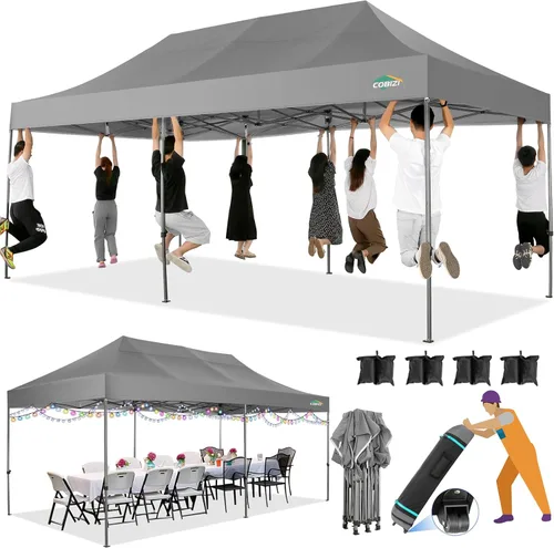 Vista 13 de COBIZI Tienda de campaña desplegable de 6.6 x 6.6 pies, toldo resistente, fácil de instalar, impermeable, para exteriores, fiestas, playa, jardín