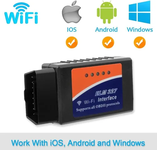 Vista 2 de Elm327 WiFi OBD2 interfaz puede autobús escáner herramienta de diagnóstico con chip original 25k80 soporte iOS/Android V2.1
