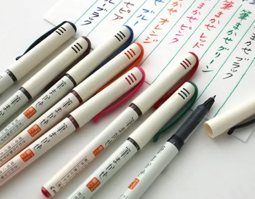 Vista 5 de Pilot - Juego de pinceles de color Fudemakase, extrafino, SVFM-20EF-8C Japan Import With Kanji Love, pegatina, negro, rojo, naranja, azul, azul