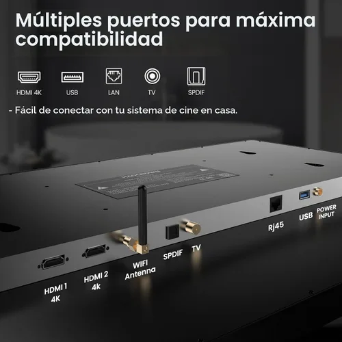 Vista 6 de Haocrown - Espejo de baño inteligente 4K Ultra HD de 32 pulgadas, IP66 impermeable, sistema operativo Android 13, control remoto de voz
