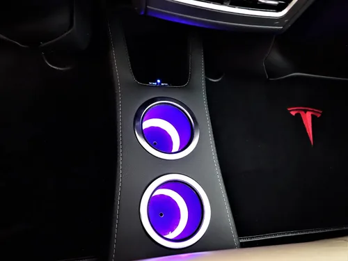 Vista 2 de Portavasos trasero LED - Consola de piso para Tesla Model S (azul)
