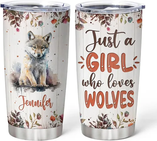 Vista 17 de Hyturtle Regalos personalizados para los amantes de los osos – Just A Girl Who Loves Bears - Vaso de acero inoxidable con nombre personalizado de 20