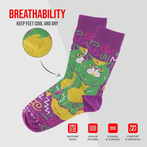 Vista 2 de Calcetines con temática de animales - Novedoso conjunto de calcetines unisex, diseños únicos y divertidos