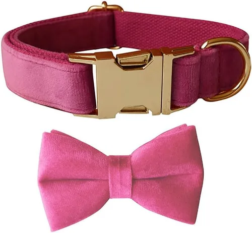 Vista 11 de Love Dream Collar de perro Bowtie de terciopelo, con hebilla de metal desmontable, suave, cómodo, ajustable, para perros pequeños, medianos