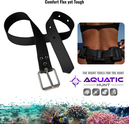 Vista 7 de Cinturón de peso de buceo de silicona negra de 50 pulgadas (4.2 ft) con hebilla de rodillo de acero inoxidable 316
