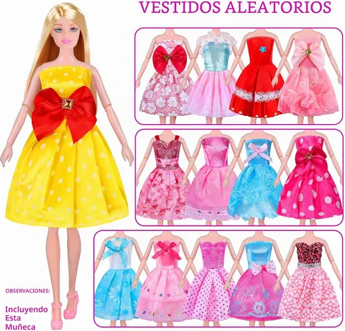 Vista 4 de 342 piezas de ropa y accesorios para muñecas con muñeca, vestidos de princesa, vestidos de moda, parte superior, pantalones, trajes de baño