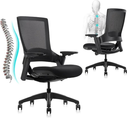 Vista 10 de CLATINA - Silla ejecutiva ergonómica giratoria, con reposabrazos 3D de altura ajustable y respaldo lumbar, tapizada, ideal para hacer trabajos