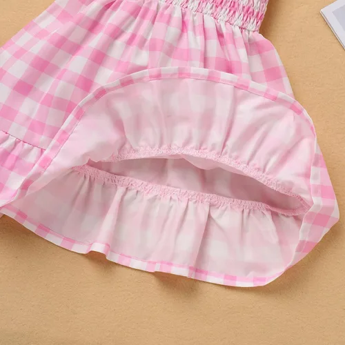 Vista 2 de Vestido vintage para niñas pequeñas, a cuadros, cuello halter, acampanado, vestido retro de cóctel, vestido de noche, disfraces de graduación