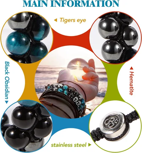 Vista 6 de Triple Protection Bracelet - for Protect & Balance - Energy Crystal Handmade Bracelets for Men Women