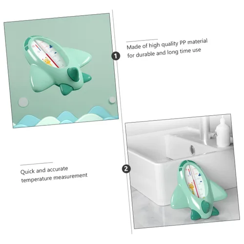 Vista 5 de Termómetro de baño en forma de avión de dibujos animados PP Material Monitor de temperatura del agua para bañera piscina y pecera seguro y suave