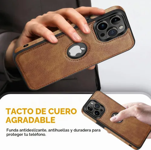 Vista 3 de Diseño compatible con iPhone 13 Pro Max, funda de cuero de lujo, vintage, delgada, antideslizante, agarre suave, a prueba de golpes, funda Marrón