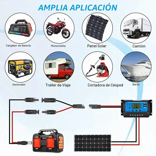 Vista 6 de ELECTOP Cable de conector de panel solar, conector SAE de 10 AWG a conectores solares macho y hembra, cable de extensión fotovoltaica para panel