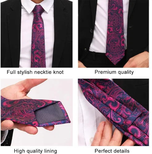 Vista 6 de Adulove Mens Necktie Classic Silk Tie Woven Jacquard Neck Ties 6 PCS