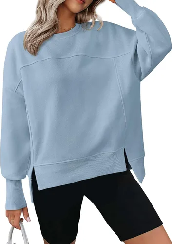 Vista 13 de BTFBM Sudaderas de cuello redondo para mujer Blanco