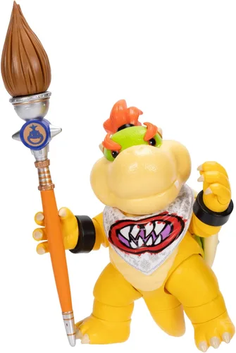 Vista 11 de Super Mario Galaxy Movie Bowser Jr., figura de acción de 5 pulgadas y pincel