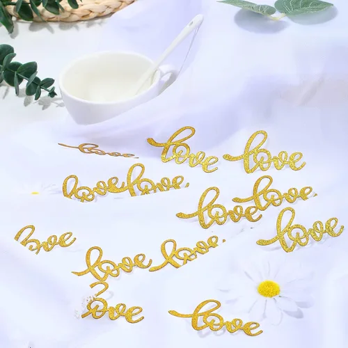 Vista 7 de Sumind 100 piezas doradas para mesa de boda, confeti con purpurina, confeti de compromiso, mesa de compromiso, decoración de despedida de soltera