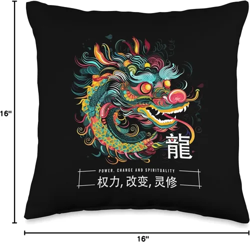 Vista 4 de Chinese New Year Of The Dragon 2024 Zodiac NS Dragon Zodiac Lunar Chinese New Year 2024 - Almohada de 16 x 16 pulgadas, multicolor