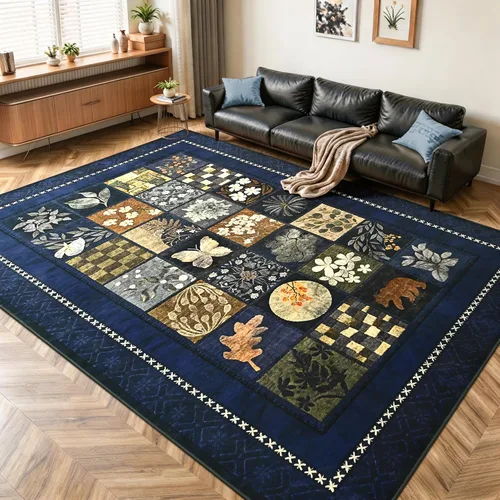 Vista 14 de Tepook Alfombras de área de 5 x 7 pies para sala de estar, alfombra geométrica grande moderna para dormitorio, alfombra de retazos lavable