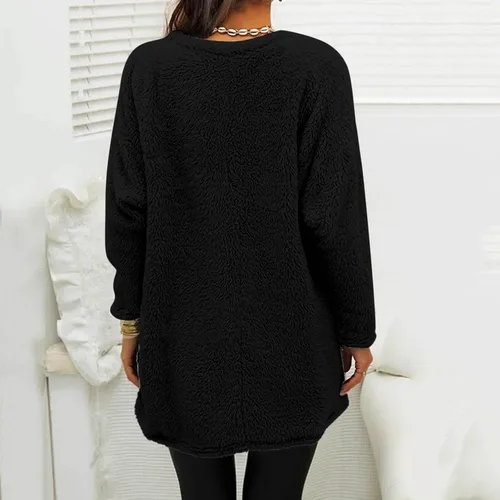 Vista 3 de ADJHDFH Sweatshirts for Women Long Sleeve Fleece Sherpa Winter Shirts Round Neck Casual Loose Fit Thermal Underwear Tops