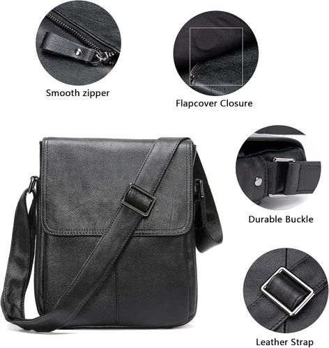 Vista 2 de Cuero auténtico mensajero Bolsas hombro hombro Crossbody bolso trabajo negocio vintage capacidad